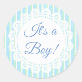 Es un niño Pegatina de rayas azules y verdes