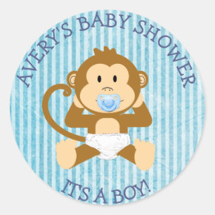 Es un niño, pegatinas Baby Shower Blue de monos