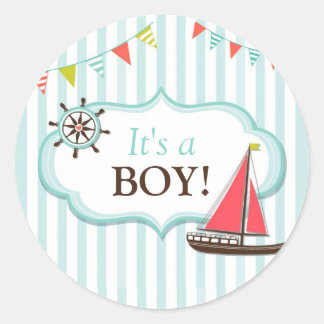 Es un niño que navega en Baby Shower Pegatinas