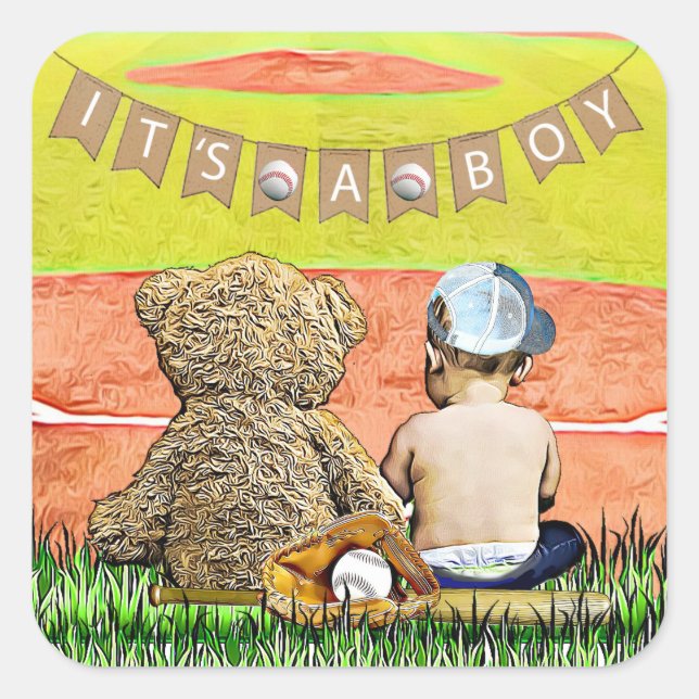 Es un niño, sellos de Baby Shower con temas de béi (Anverso)