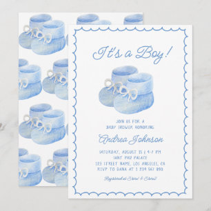 Es un Niño Zapatos de Bebé Acuarela Invitación par