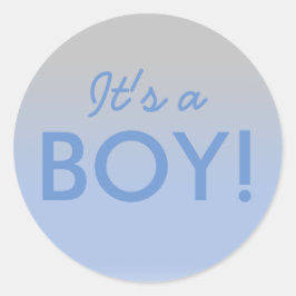 Es un Pegatina de Baby Shower Boy Ombre Blue Silve