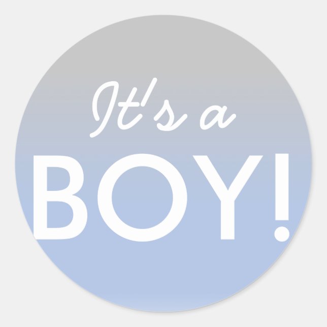 Es un Pegatina de Baby Shower Boy Ombre Blue Silve (Anverso)