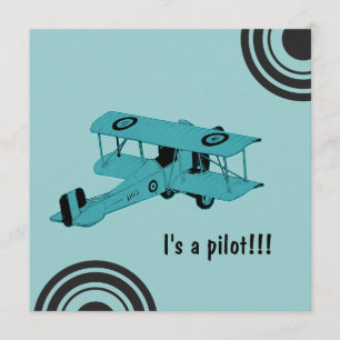 Es un piloto - tarjeta de invitación para bebé