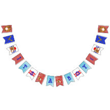 Es una bandera temática de Baby Shower del béisbol