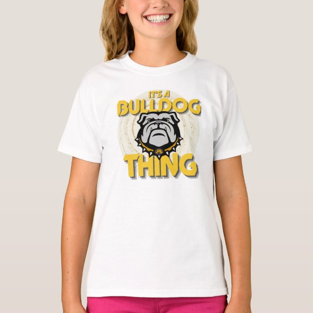 Es una camiseta de baloncesto de bulldog - crema (Anverso)