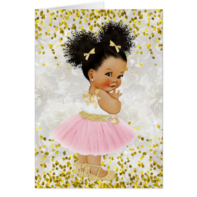 Es una Chica afro puffs Baby Ballerina Baby Shower (Frente)