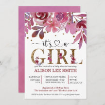 Es una Chica Lila y Gold Confetti Baby Shower