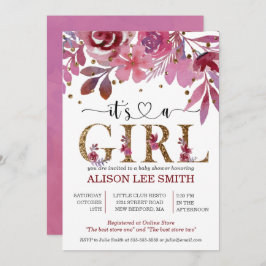 Es una Chica Lila y Gold Confetti Baby Shower