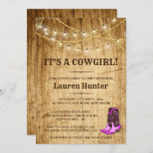 ¡Es una Cowgirl! Invitación a Baby Shower de país