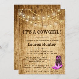 ¡Es una Cowgirl! Invitación a Baby Shower de país