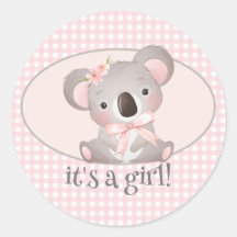 Es una ducha de bebé niña, sellos de sobre redondo