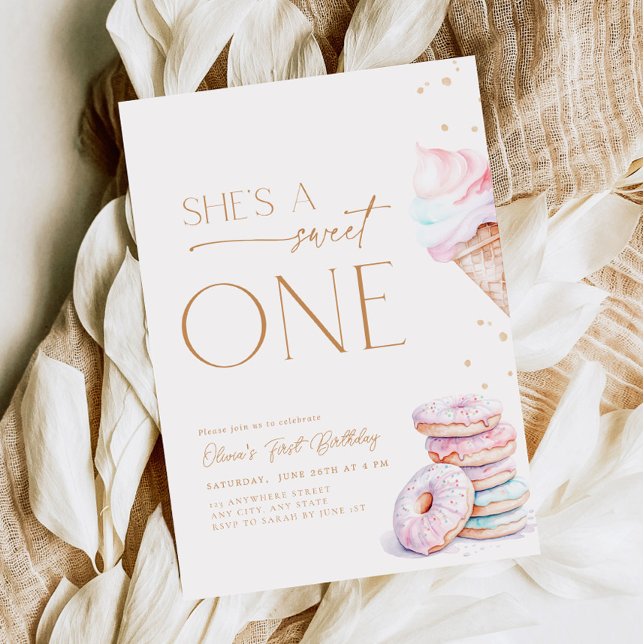 Es una dulce invitación de primer cumpleaños (Subido por el creador)