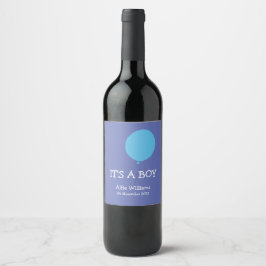 Es una etiqueta de vino azul caprichoso y moderno