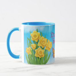 Es una hermosa taza floral de primavera