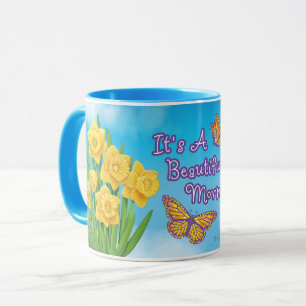 Es una hermosa taza floral de primavera