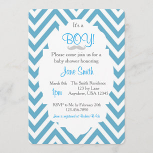 Es una invitación a Baby Shower de Boy Mustache