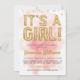 Es una invitación a Baby Shower en globo Chica