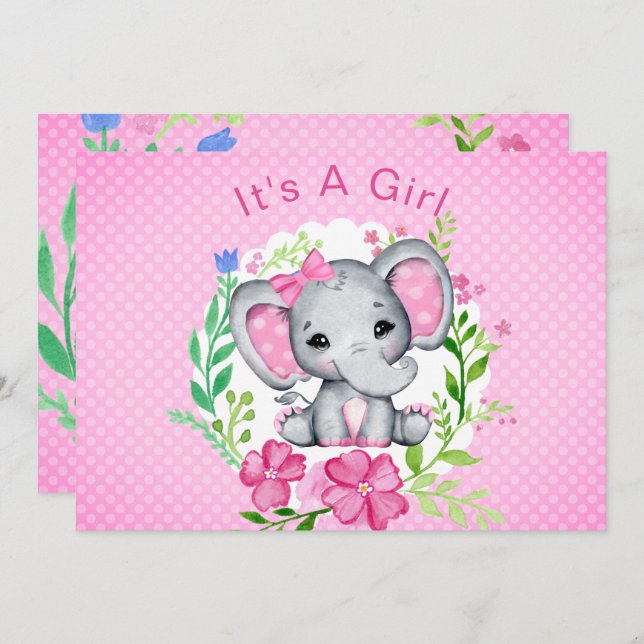 Es una invitación a Baby Shower para un elefante C (Anverso / Reverso)