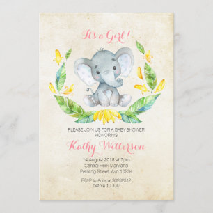 Es una invitación a la ducha de un elefante chica