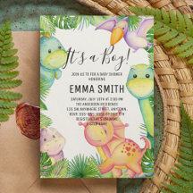 Es una invitación a la fiesta de los niños dinosau