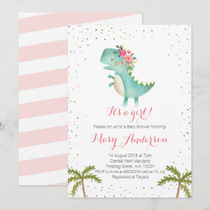 Es una invitación a los dinosaurios rosados en Bab