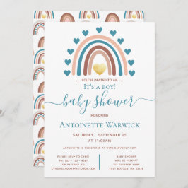 Es una invitación al Baby Shower de Boy Blue Rainb