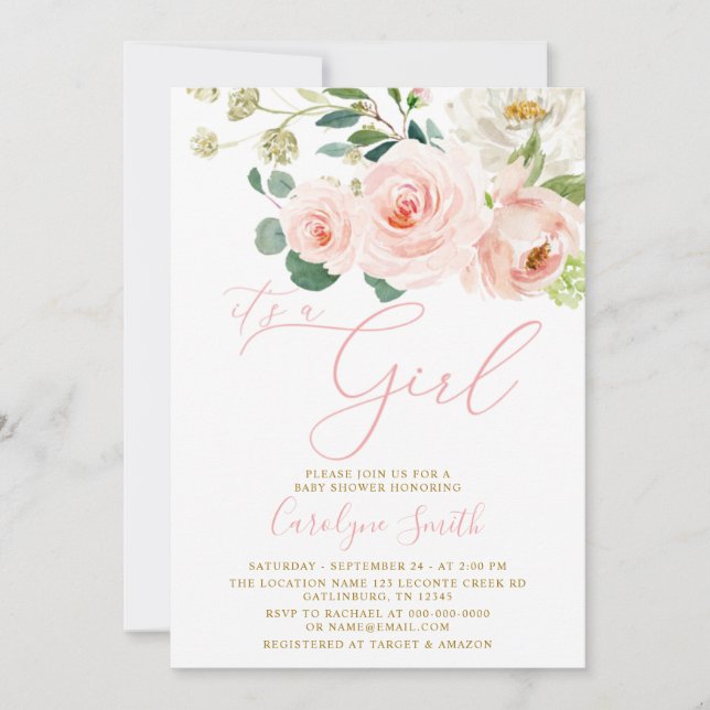Es una invitación Chica a Baby Shower (Anverso)