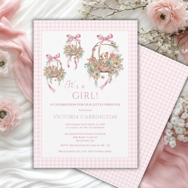 Es una invitación Chica a Baby Shower rosada (Subido por el creador)