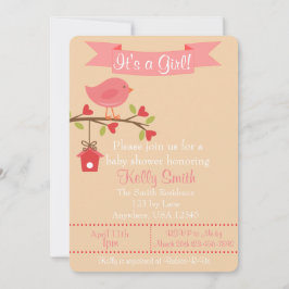 Es una invitación Chica a la Baby Shower de Pájaro