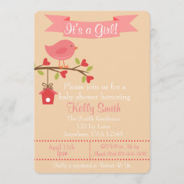 Es una invitación Chica a la Baby Shower de Pájaro