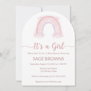 Es una invitación chica a la ducha de bebé arco ir