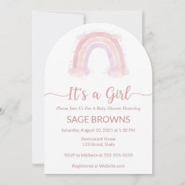 Es una invitación chica a la ducha de bebé arco ir