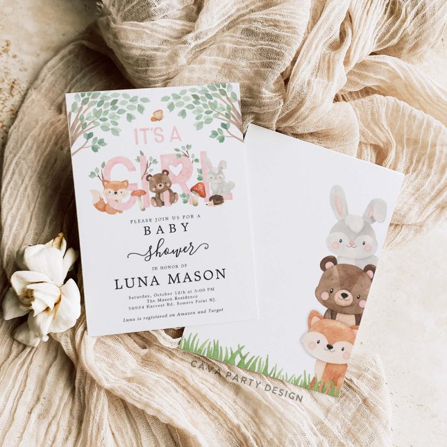 Es una invitación Chica a Woodland Baby Shower (Subido por el creador)