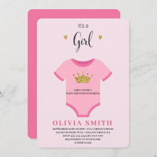 Es una invitación Chica con ropa de cama rosada re