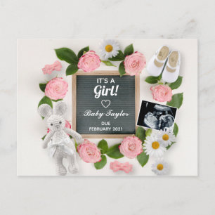 Es una Invitación Chica de embarazo floral rosa