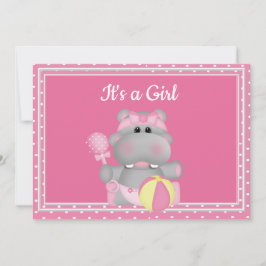 Es una invitación Chica de Hippo a Baby Shower