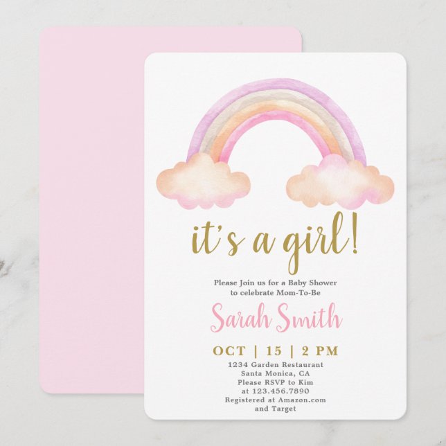 Es una invitación Chica del chica arcoiris de Baby (Anverso / Reverso)