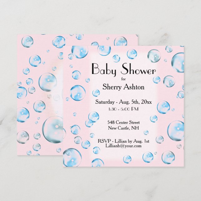 Es una invitación de Baby Shower a la burbuja Chic (Anverso / Reverso)