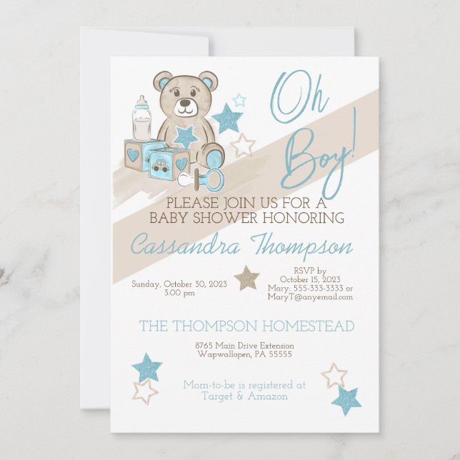 ES UNA INVITACIÓN DE BABY SHOWER DE BEAR BOYO (Anverso)