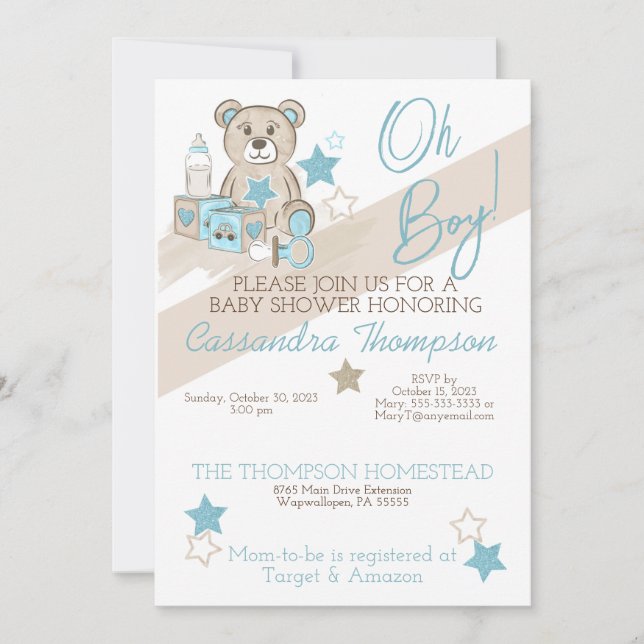 ES UNA INVITACIÓN DE BABY SHOWER DE BEAR BOYO (Anverso)