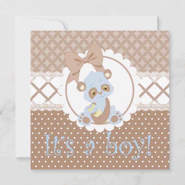 Es una invitación de Baby Shower de Boy Blue y Bro (Anverso)