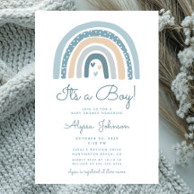 Es una invitación de Baby Shower de Boy Boho Rainb