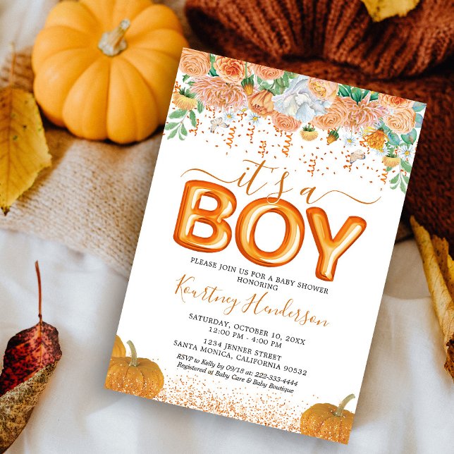 Es una invitación de Baby Shower de Boy Pumpkin Fa (Subido por el creador)