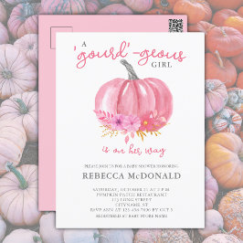 Es una invitación de Baby Shower de calabaza rosa