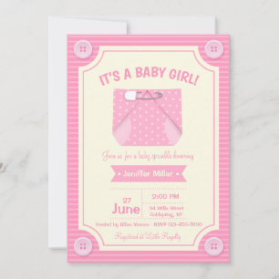 Es una invitación de baby shower de niña