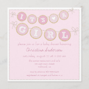 Es una invitación de Baby Shower de un Purpurina d