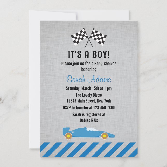 Es una invitación de Baby Shower del coche de (Anverso)