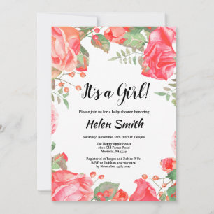 Es una invitación de baby shower floral púrpura pa