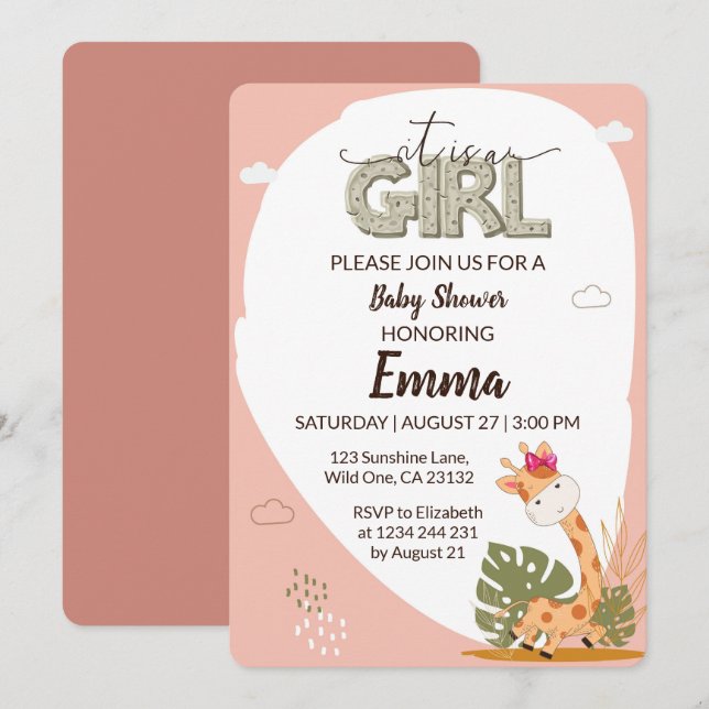 Es una invitación de Baby Shower para el bebé Chic (Anverso / Reverso)
